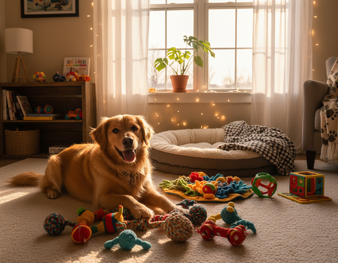 caine-iarna-activitati-in-spatiu-restrans câine iarnă activități în spațiu restrâns