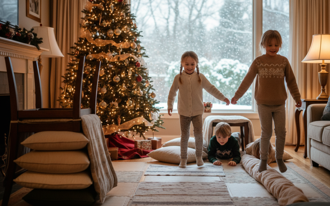 Creează un traseu cu obstacole acasă – perfect pentru iarnă