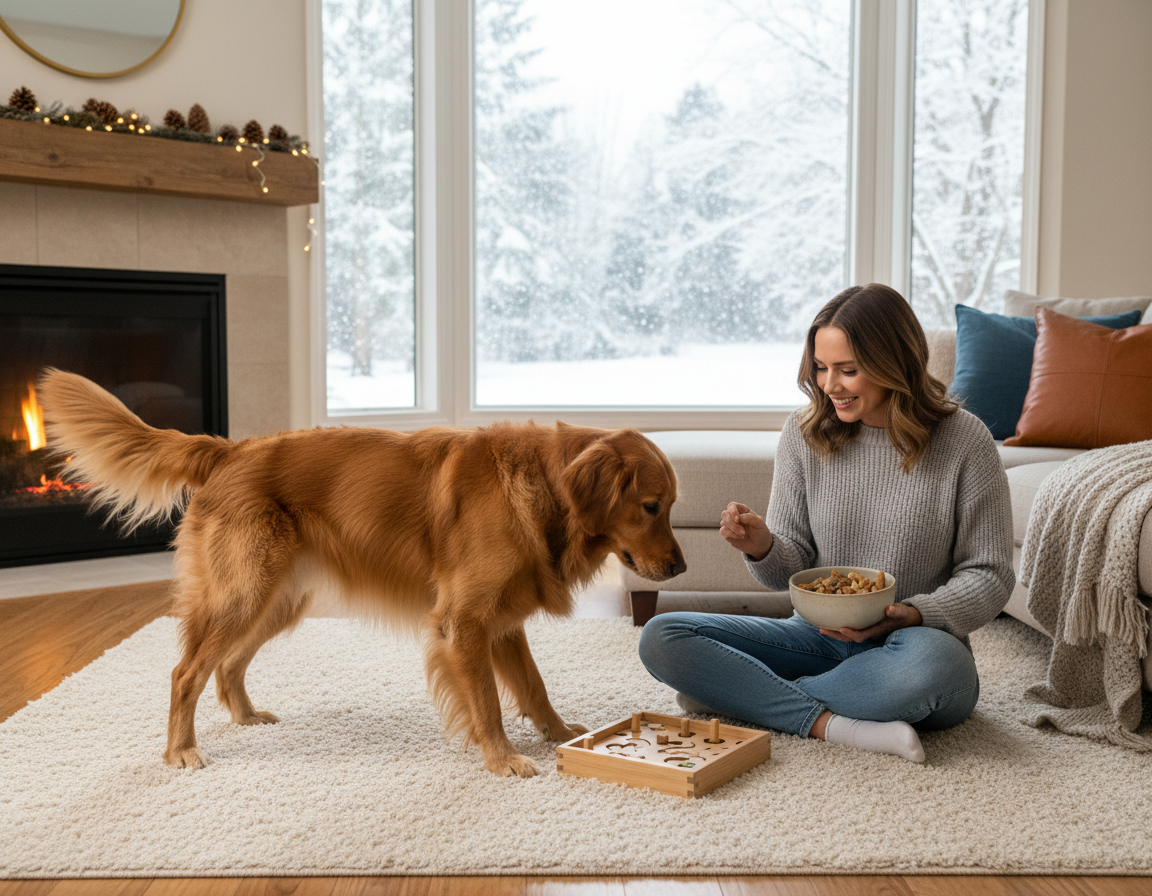 câine iarnă prevenirea obezității în interior