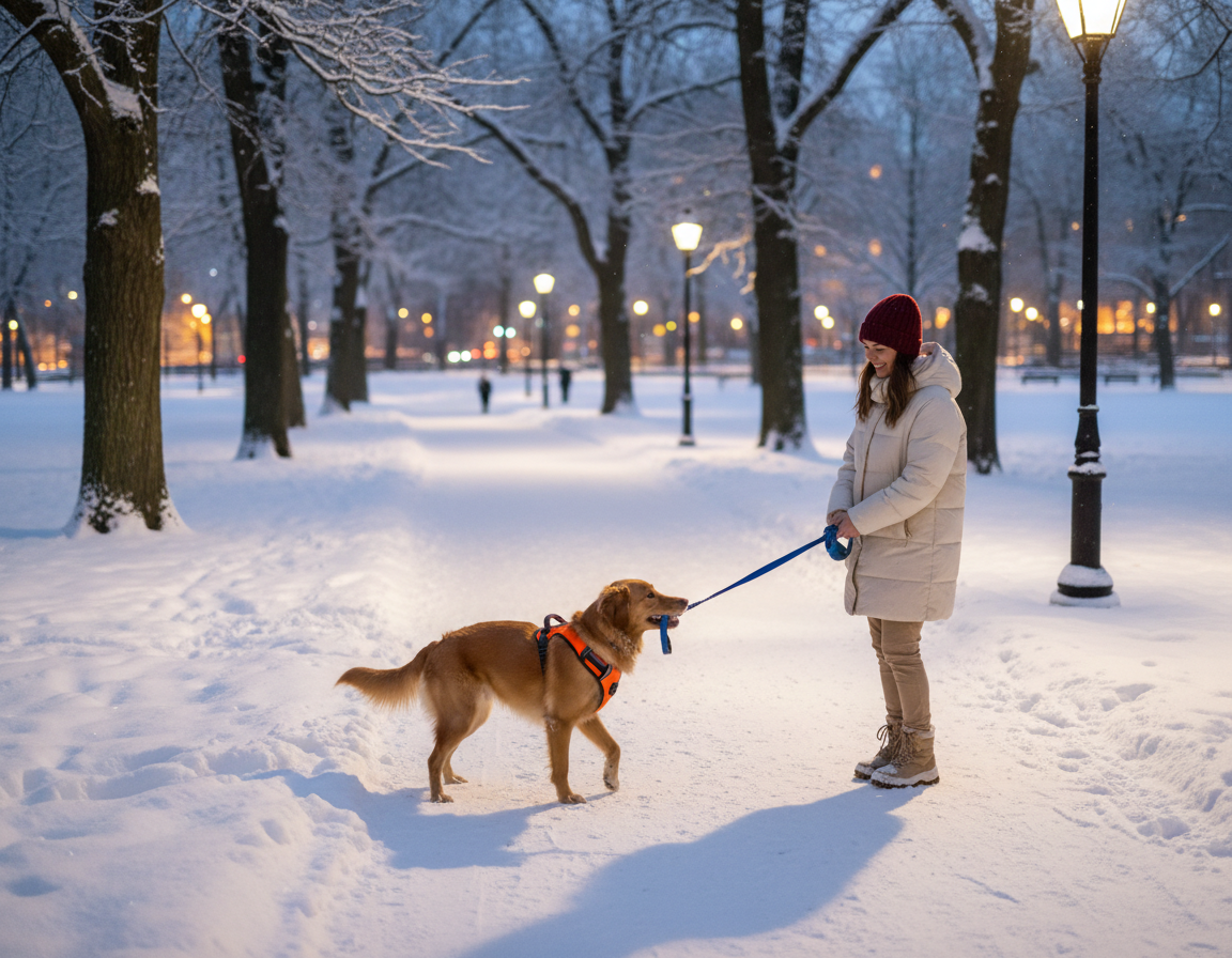 caine-iarna-vizibilitate-la-plimbare câine iarnă vizibilitate la plimbare