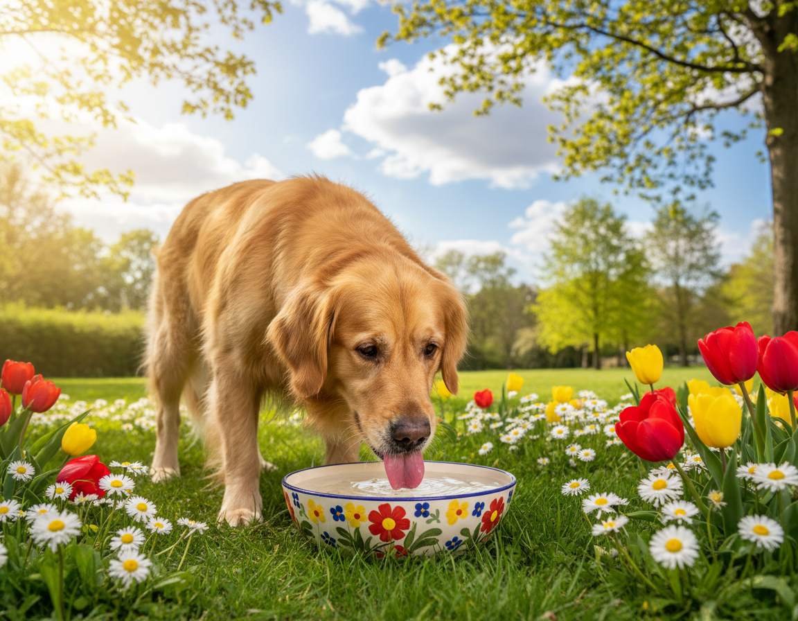 caine-primavara-consum-de-apa câine primăvară consum de apă