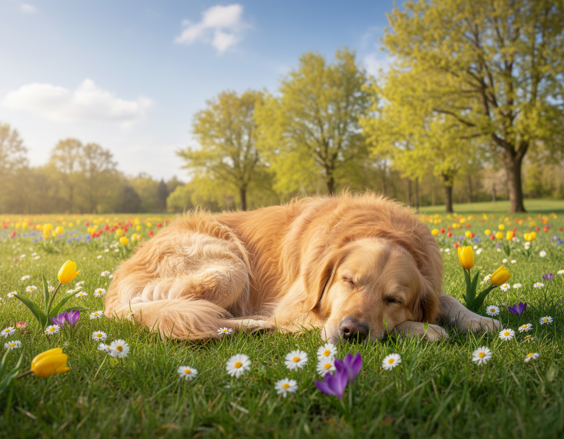 câine primăvară oboseală