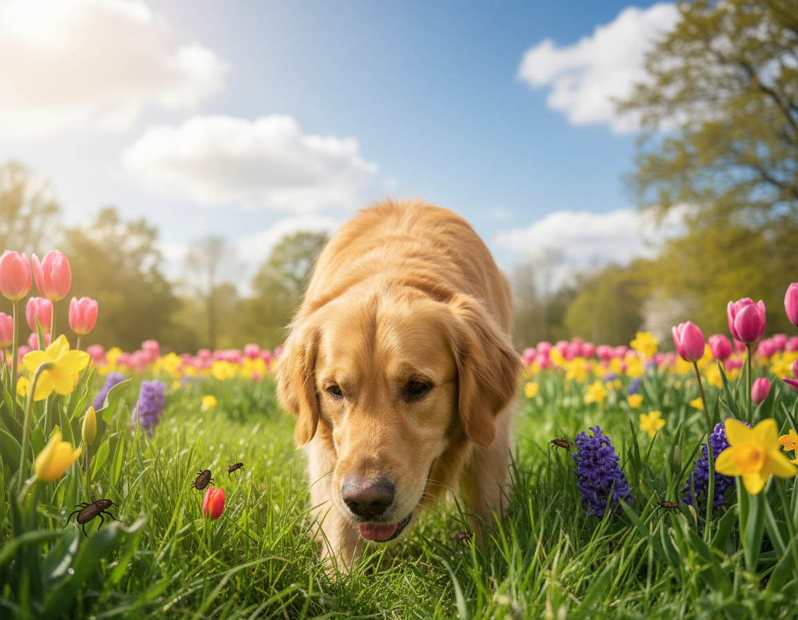 câine primăvară paraziți