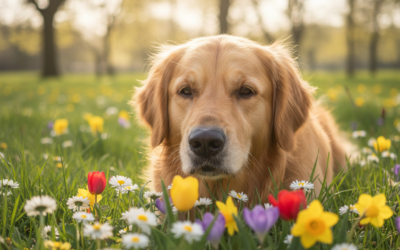 Simțul mirosului la câine primăvara – de ce este mai intens?