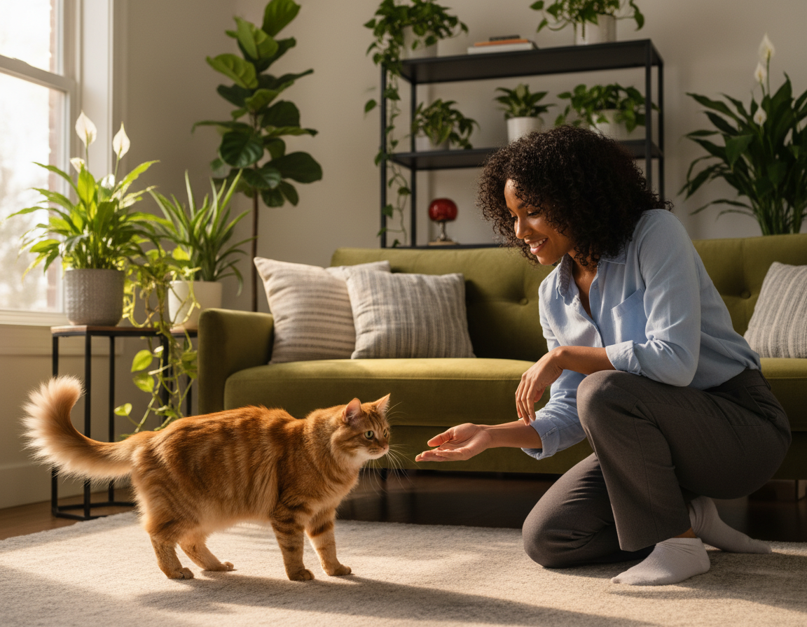 comportamentul pisicii față de străini