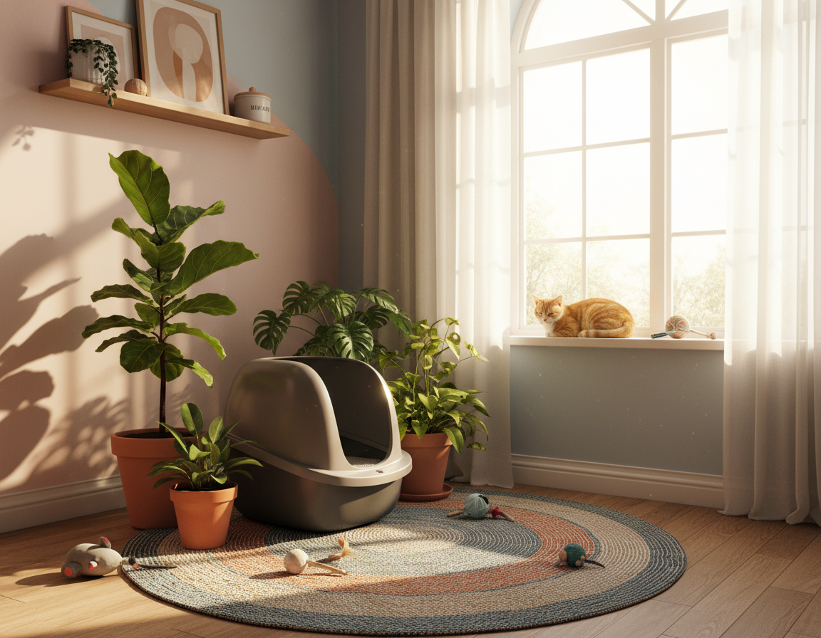 locul optim pentru litiera pisicii