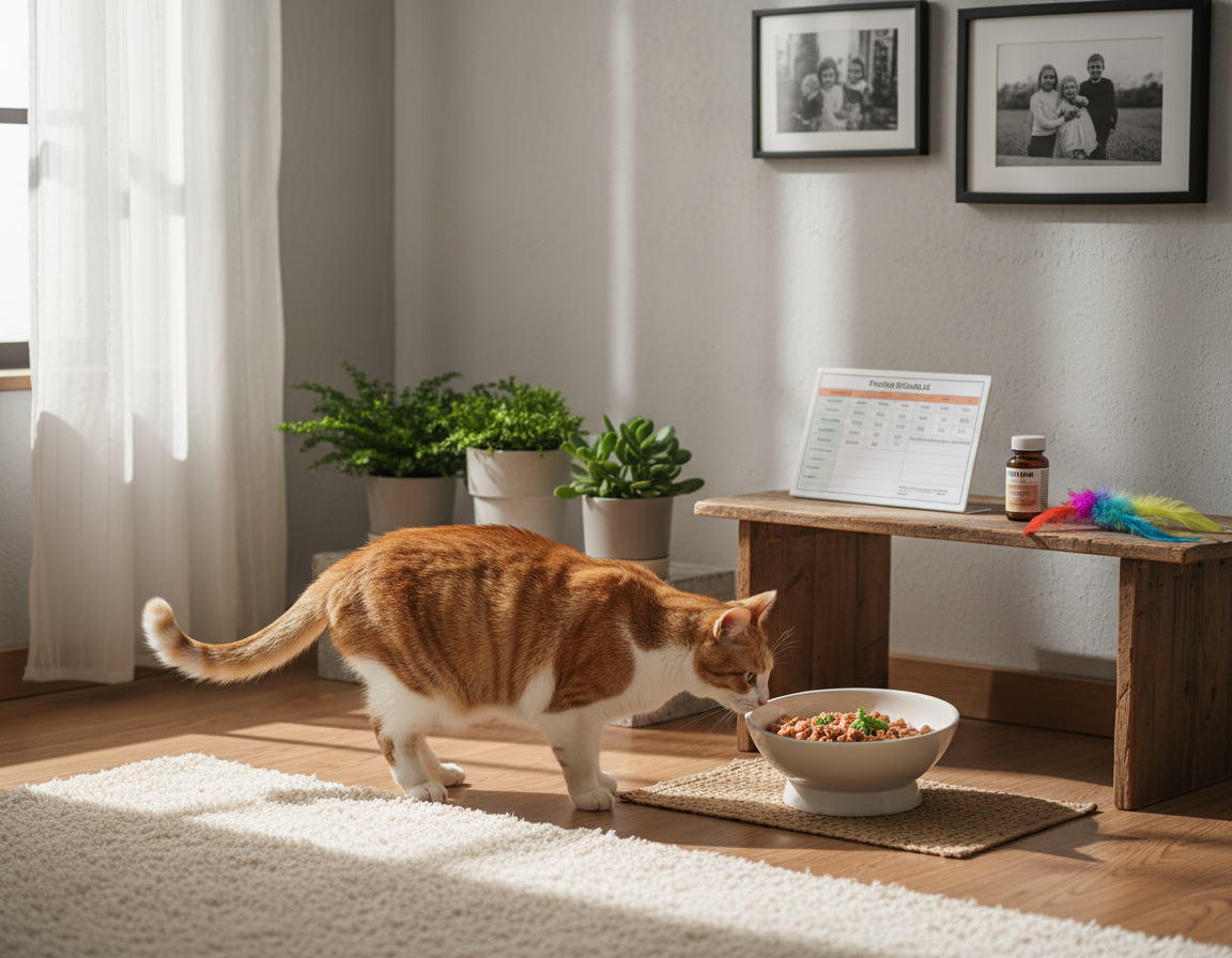 menținerea programului de hrănire al pisicii