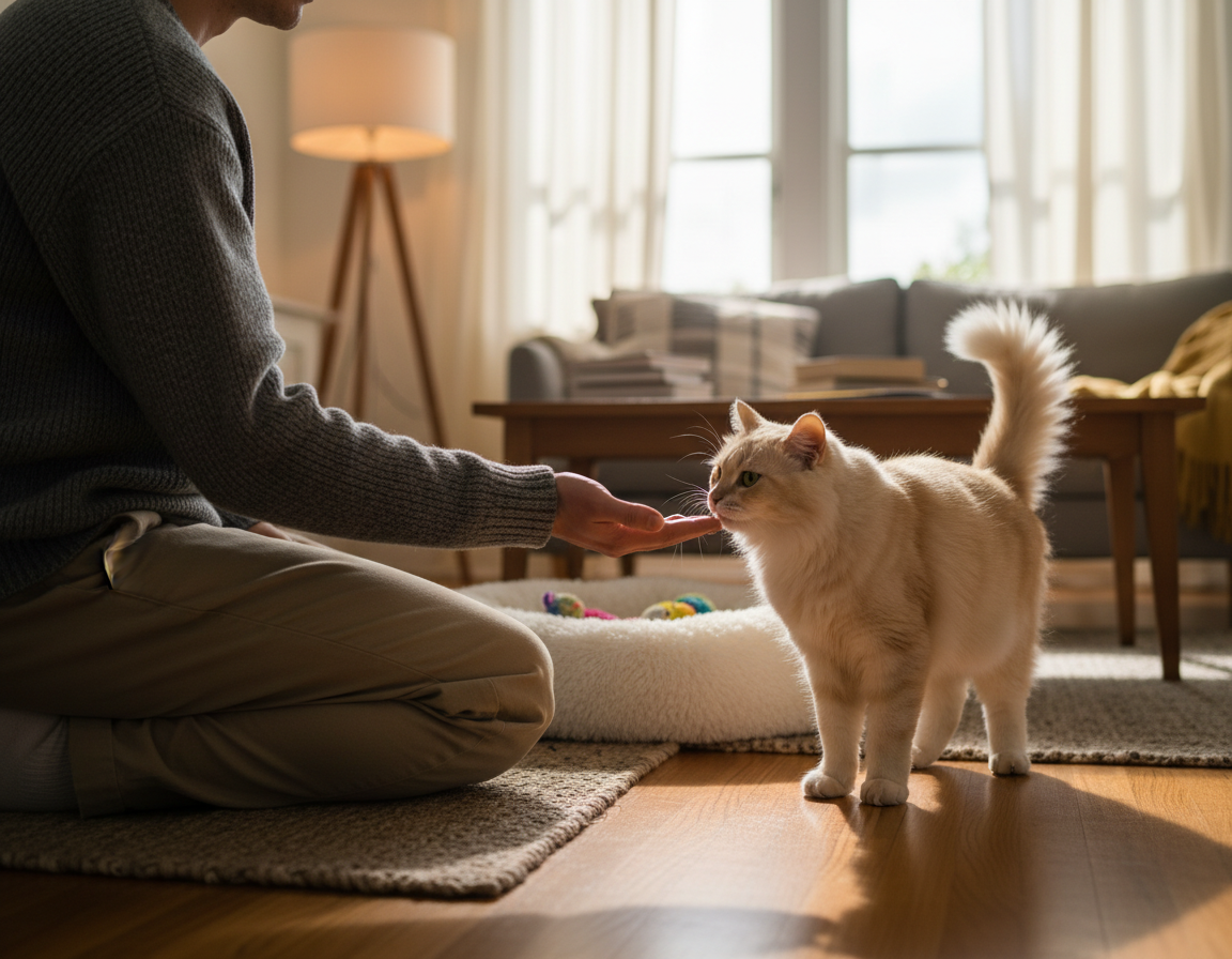obișnuirea pisicii cu atingerea umană