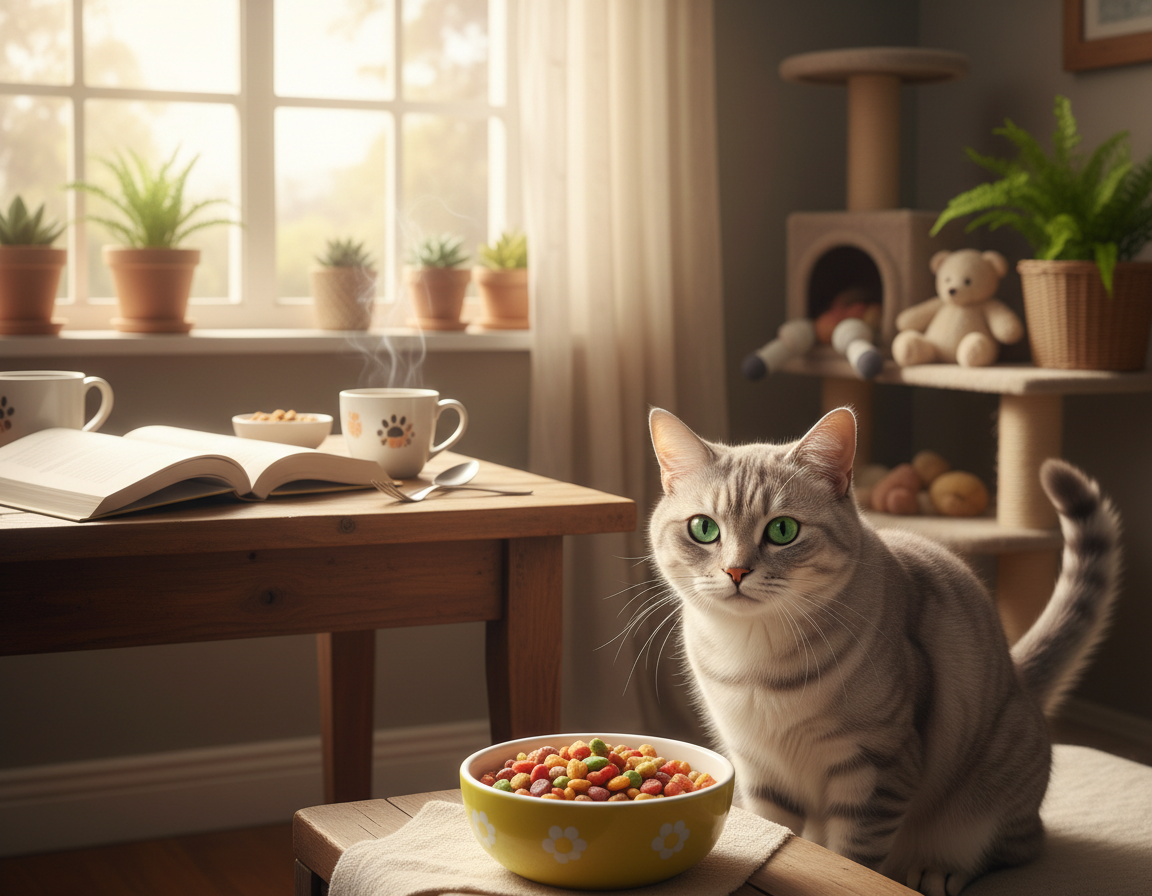 programarea hrănirii de dimineață a pisicii