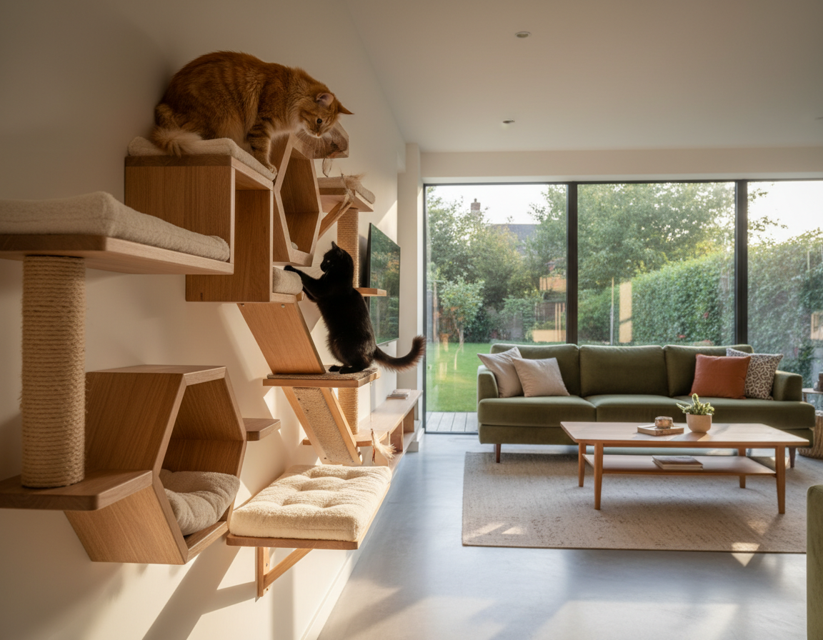 rafturi montate pe perete pentru pisici