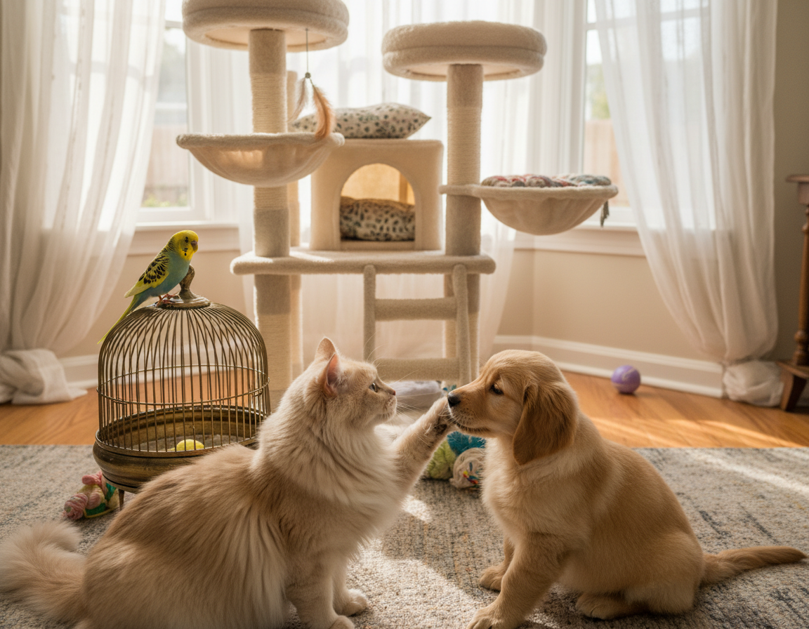 relația pisicii cu alte animale de companie