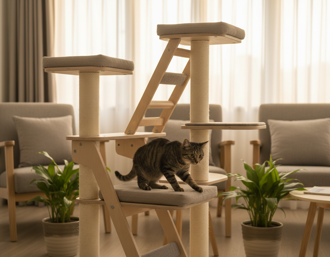 sistem de cățărare interior pentru pisică