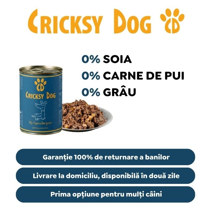 Hrană umedă hipoalergenică Ely cu somon pentru câini (fără gluten de grâu si fără carne de pui, formulă premium) - 410 g 5 Hrană umedă hipoalergenică Ely cu somon pentru câini (fără gluten de grâu si fără carne de pui, formulă premium) - 410 g - imagine 5
